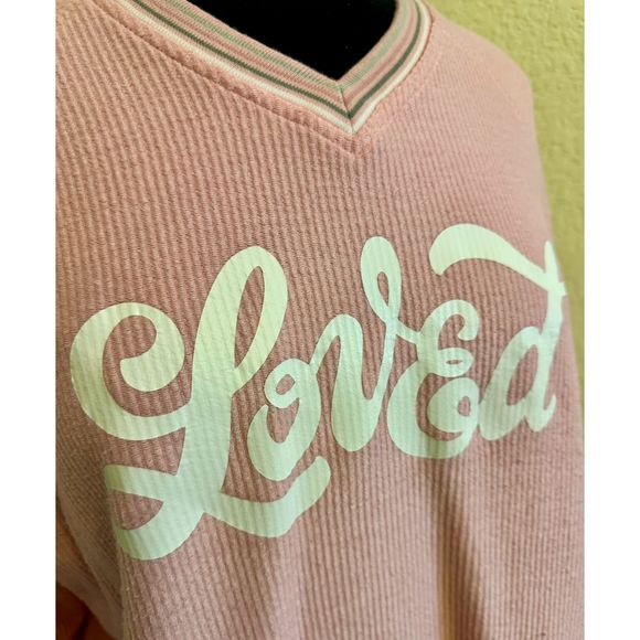 Jadelynn Brooke - Loved V Neck Sweatshirt Ribbed - Sz XS - Picture 2 of 9
